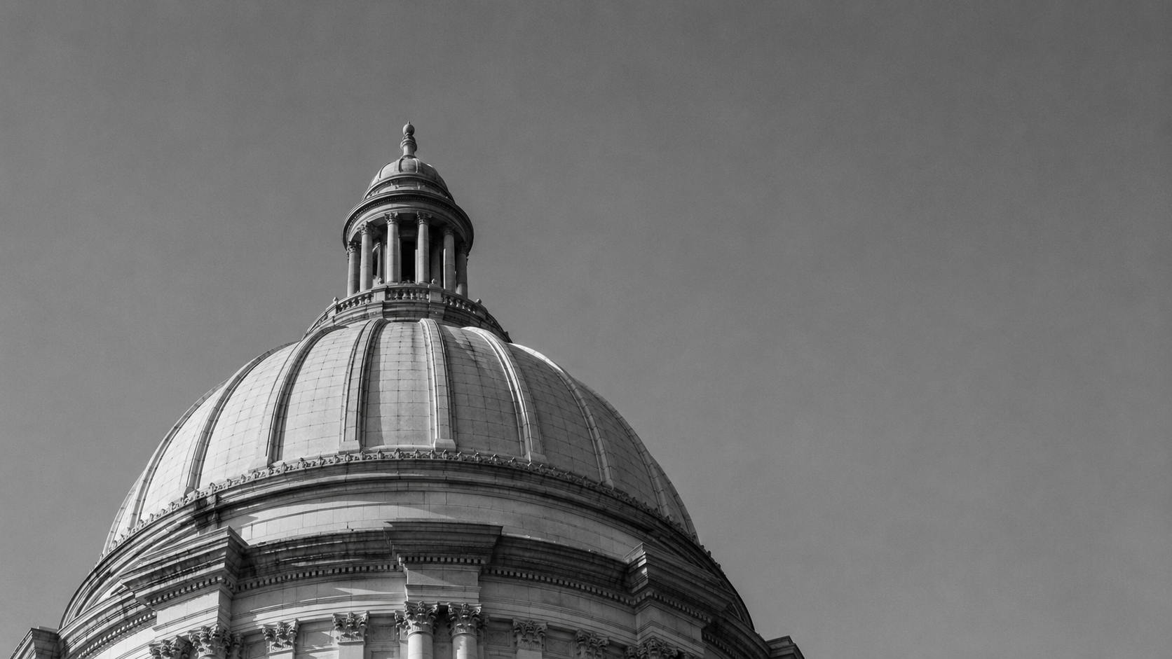 The dome of a government building in black and white